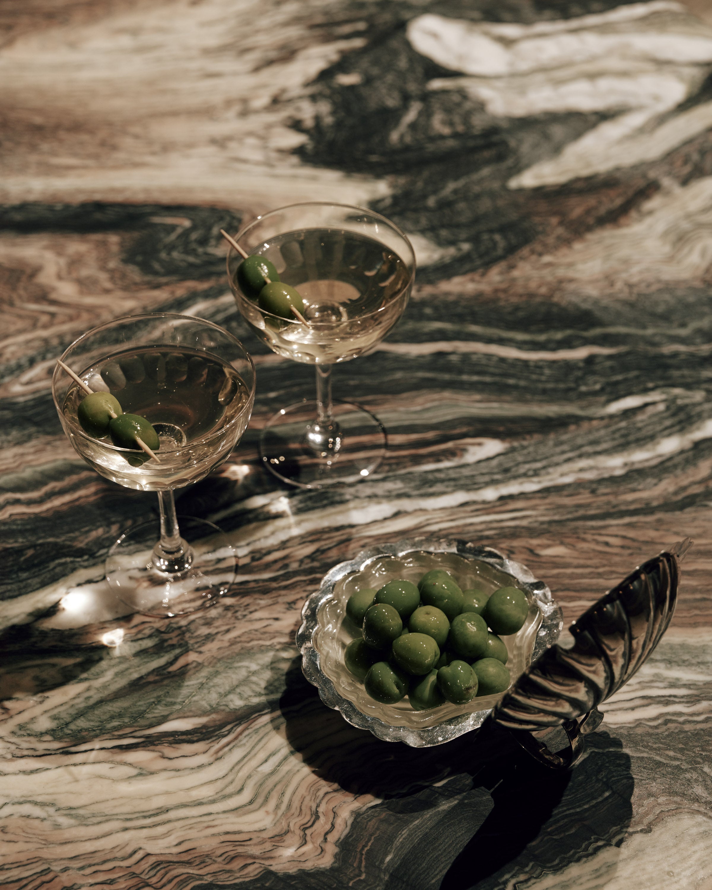 Cipollino Verde Rosso Marble Coffee Tables - Set of 2