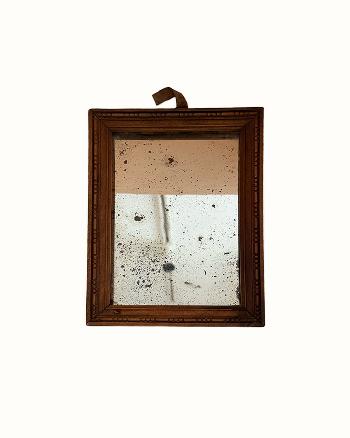 Small Foxed Wood-Framed Mirror