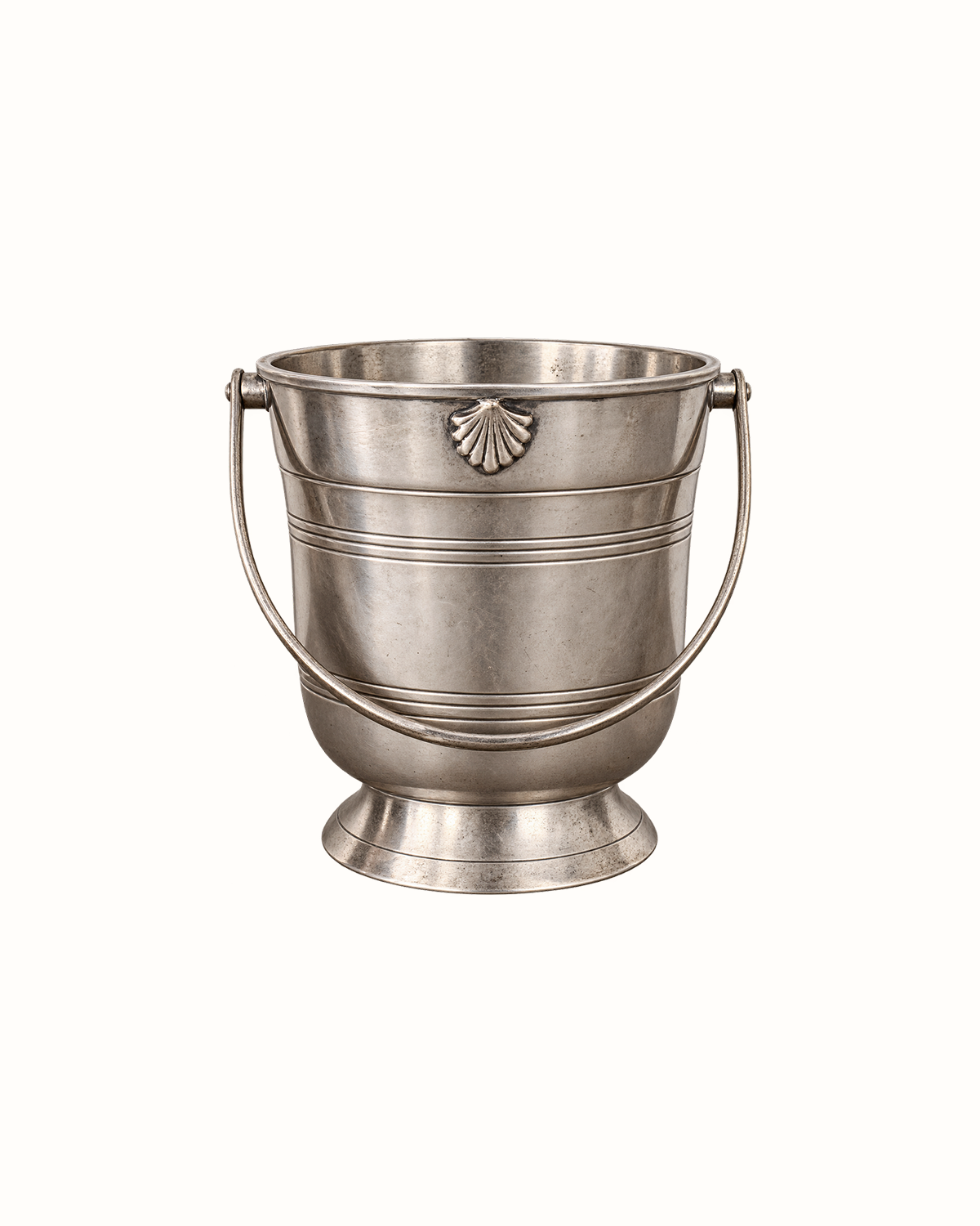 Small Silver-Plated Ice Bucket with Shell Motifs