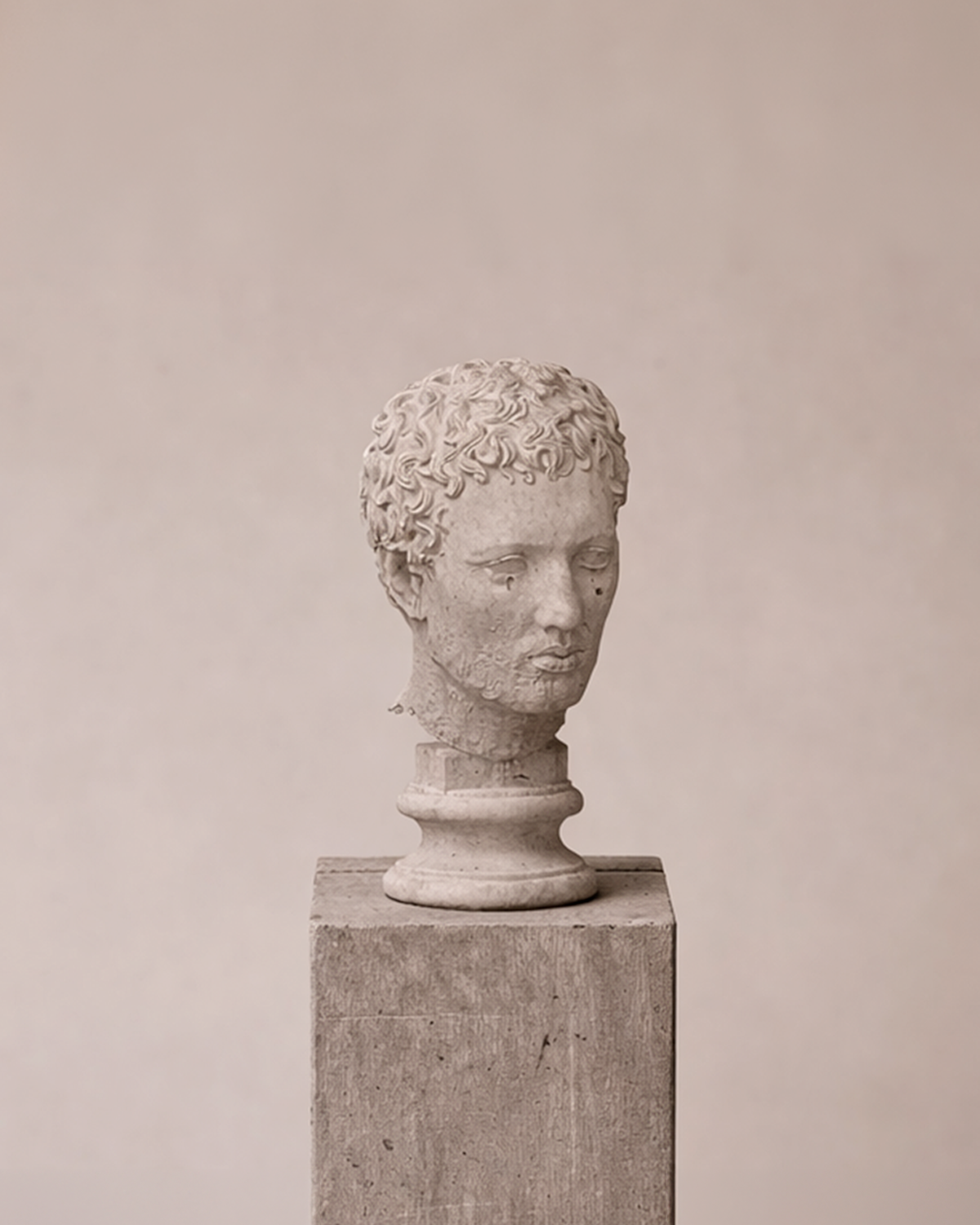 Classical Stone Bust on Pedestal