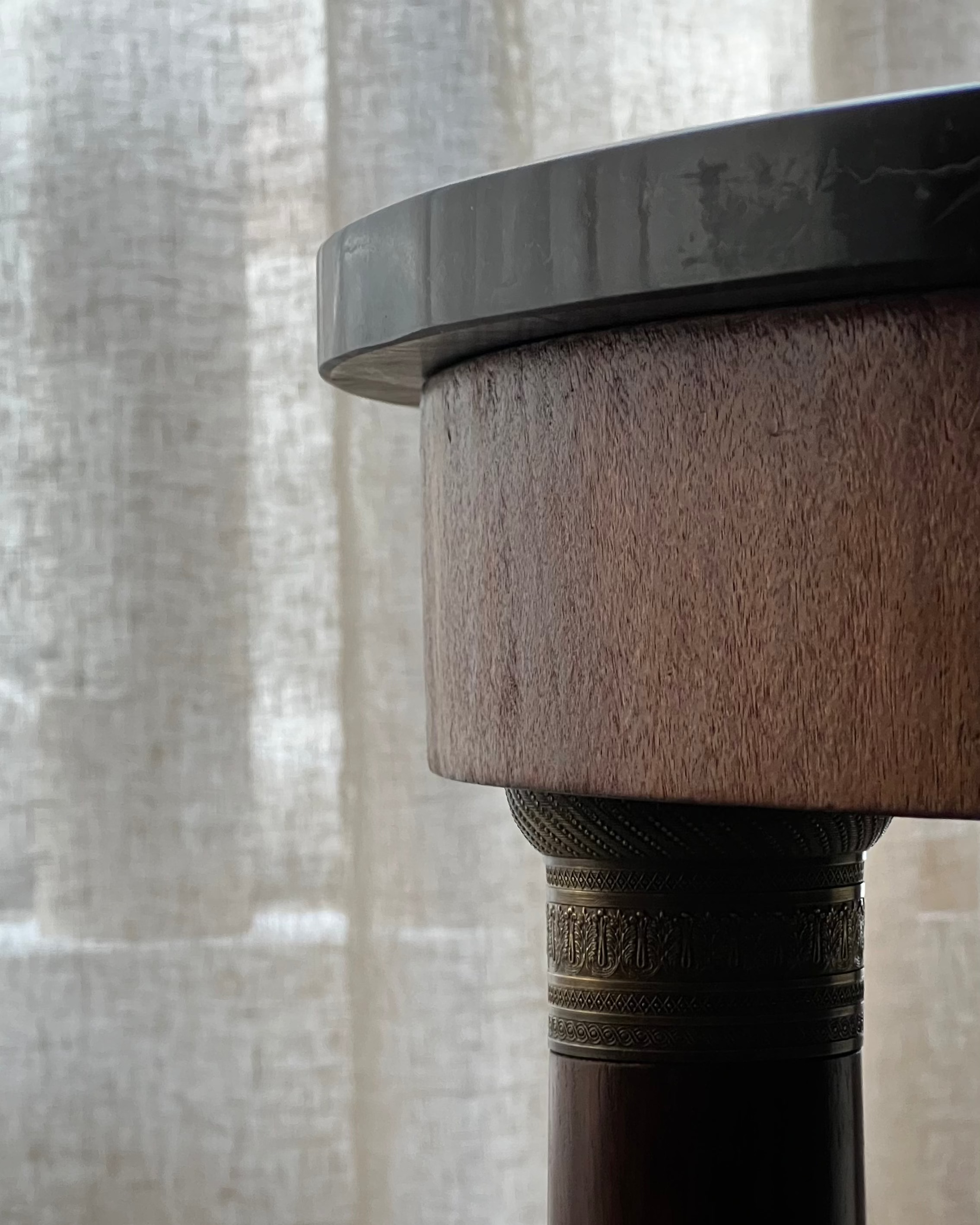 Round Marble-Topped Side Table