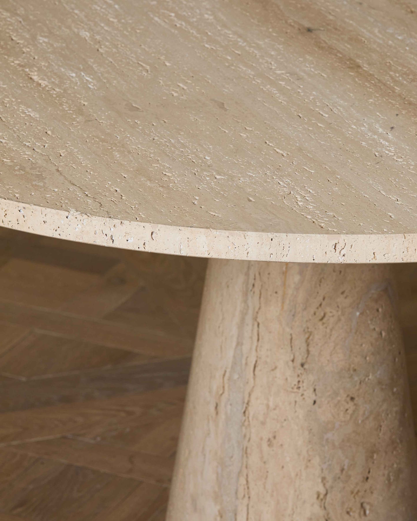 Round Italian Travertine Dining Table