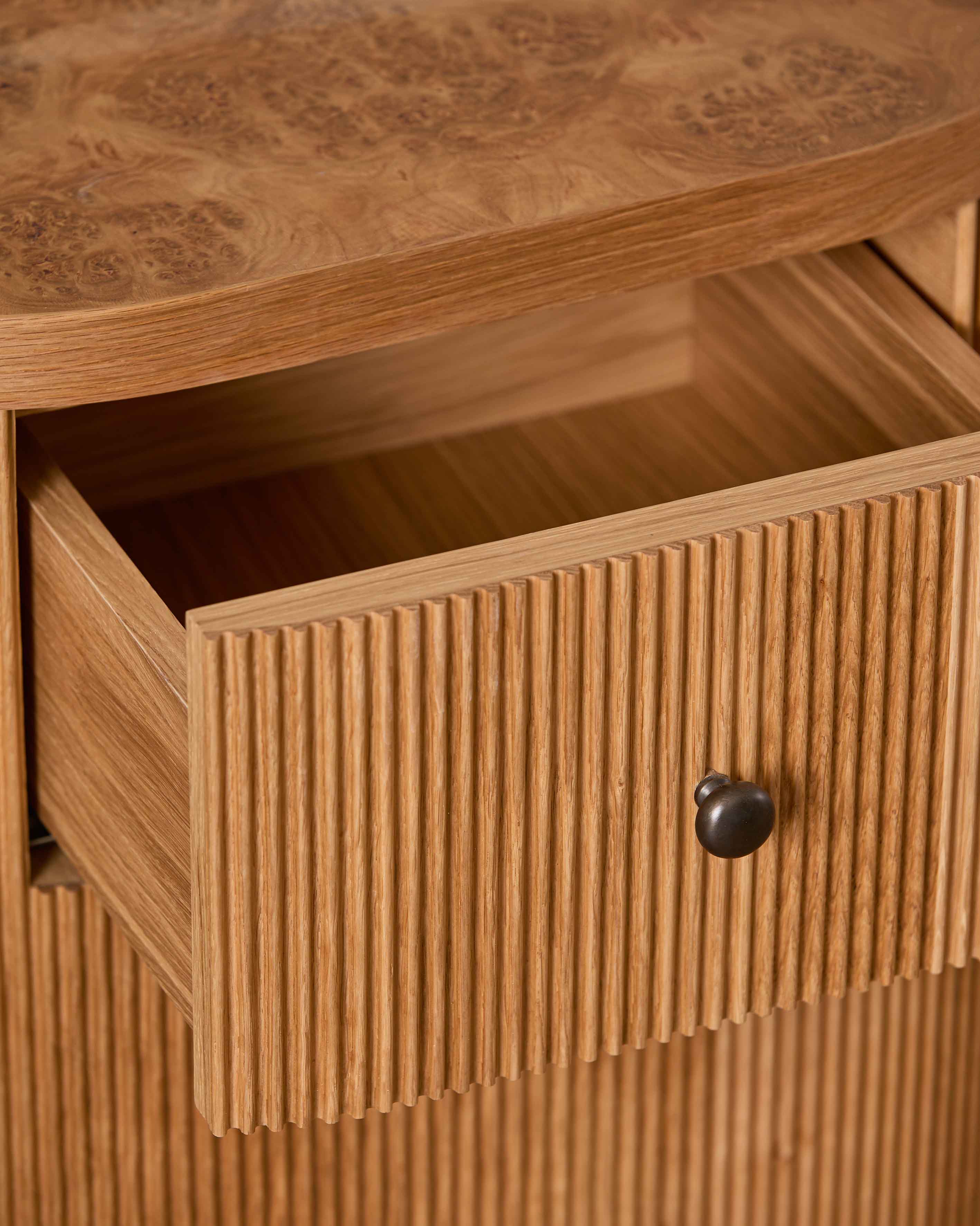 Pair of Oak Burl Side Tables
