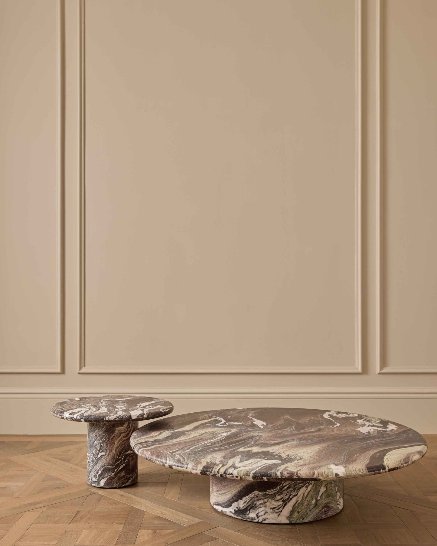 Cipollino Verde Rosso Marble Coffee Tables - Set of 2