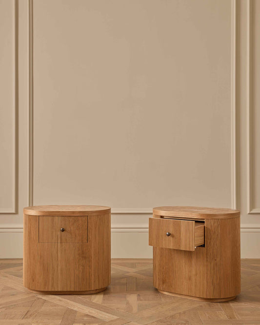 Pair of Oak Burl Side Tables