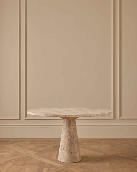 Round Italian Travertine Dining Table