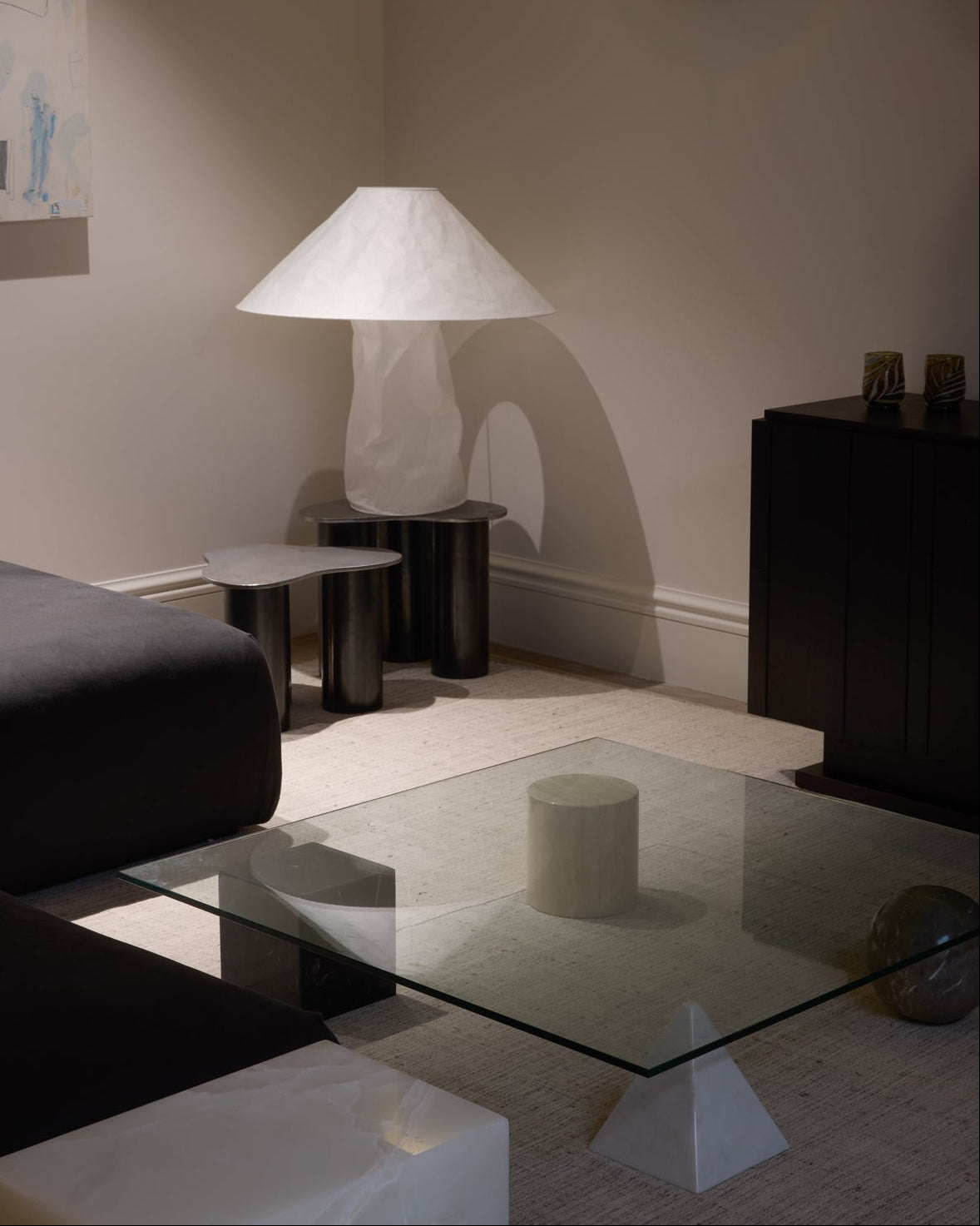 Glass Coffee Table with Shaped Legs