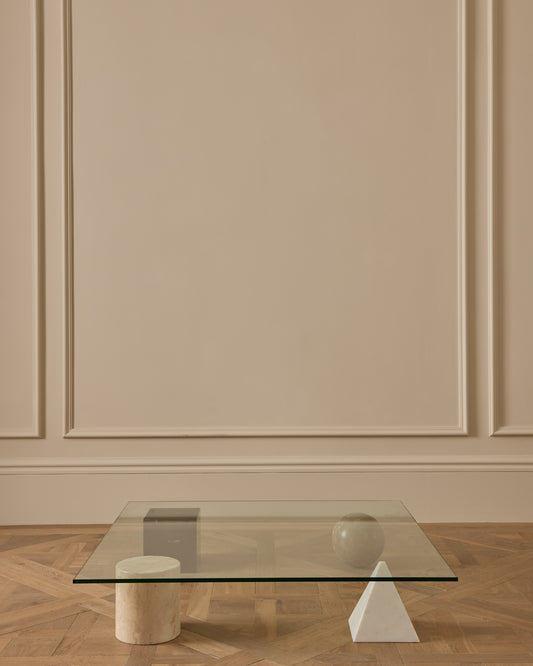 Glass Coffee Table with Shaped Legs