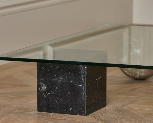 Glass Coffee Table with Shaped Legs