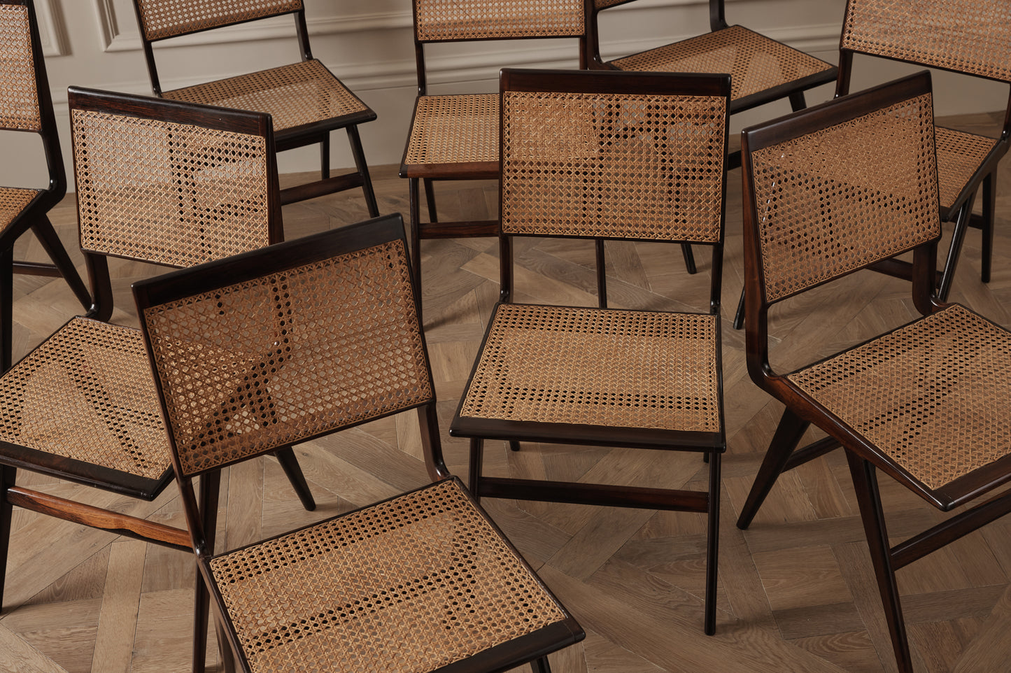 Martin Eisler Caviuna Cane Dining Chair, 1960s - Set of 10