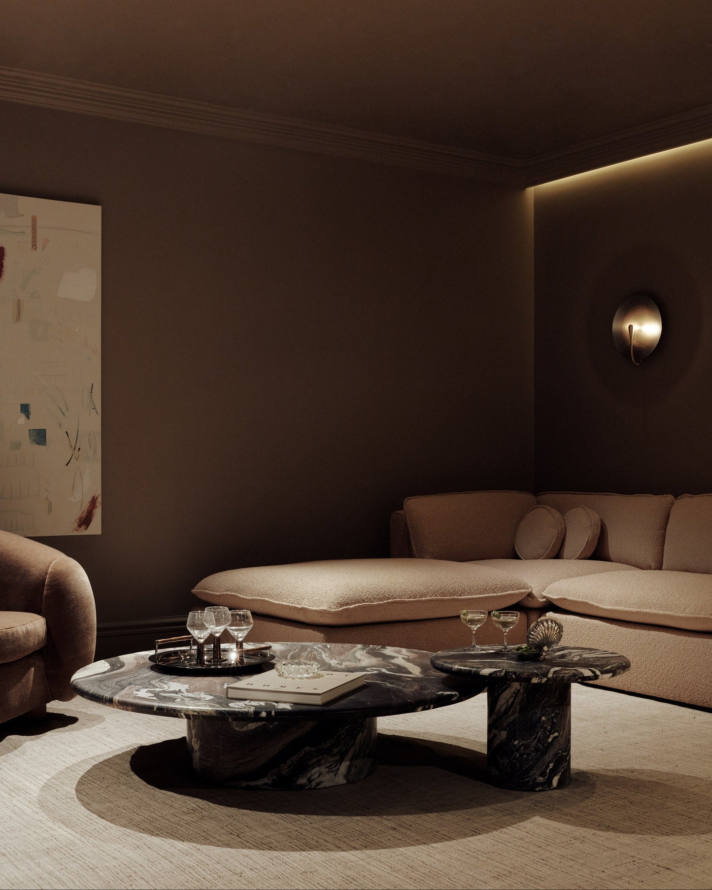 Cipollino Verde Rosso Marble Coffee Tables - Set of 2