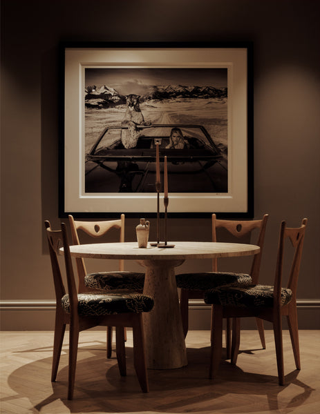 Round Italian Travertine Dining Table