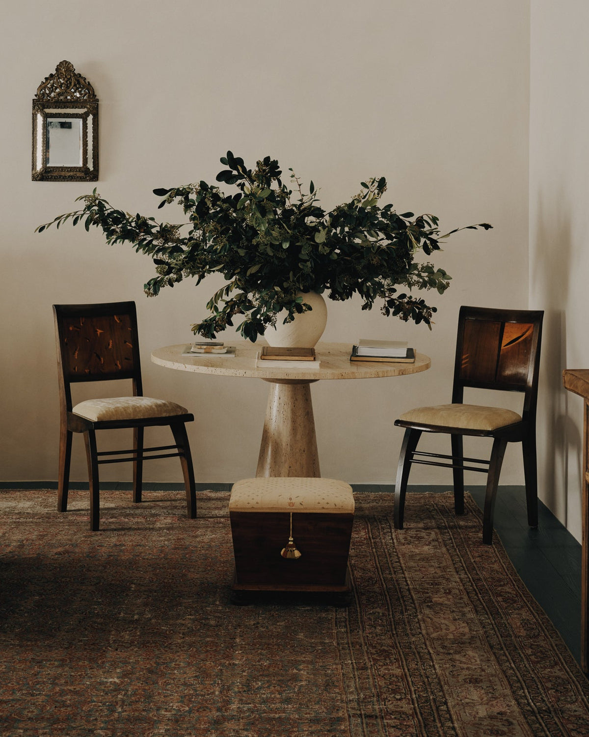 English Walnut-Veneered Upholstered Sewing Stool