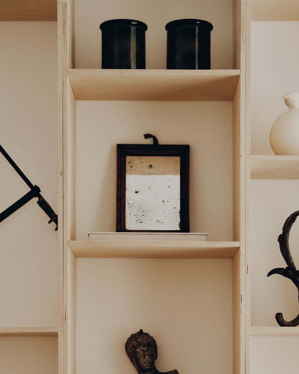 Small Foxed Wood-Framed Mirror