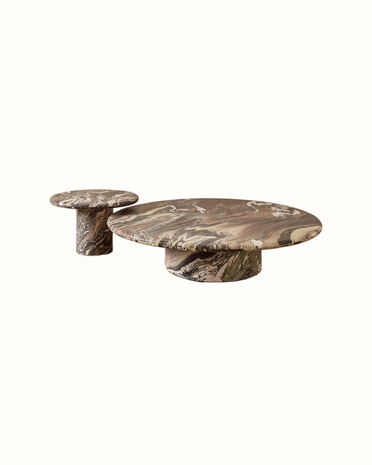 Cipollino Verde Rosso Marble Coffee Tables - Set of 2