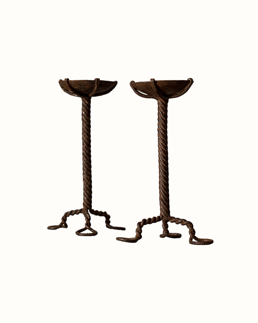 Arts and Crafts Metal Candlesticks