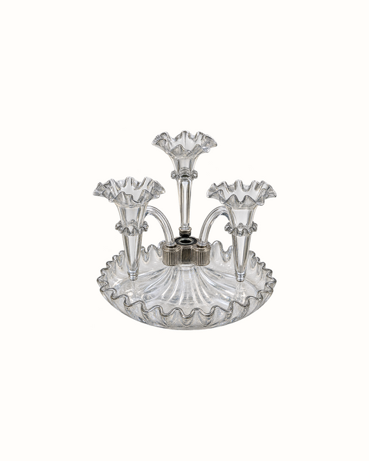 Art Deco Triple-Stem Glass Epergne Vase