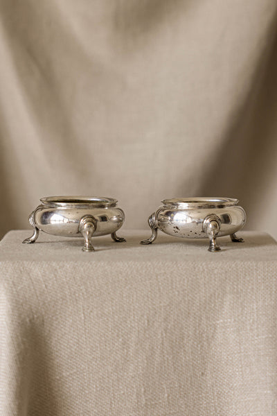 A Pair of Antique Silver-Plated Salt Cellar