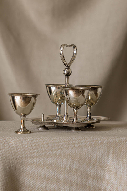 Antique Silver-Plated Egg Cup Holder