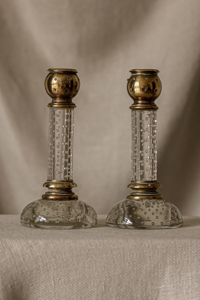 Brass and Glass Candlesticks