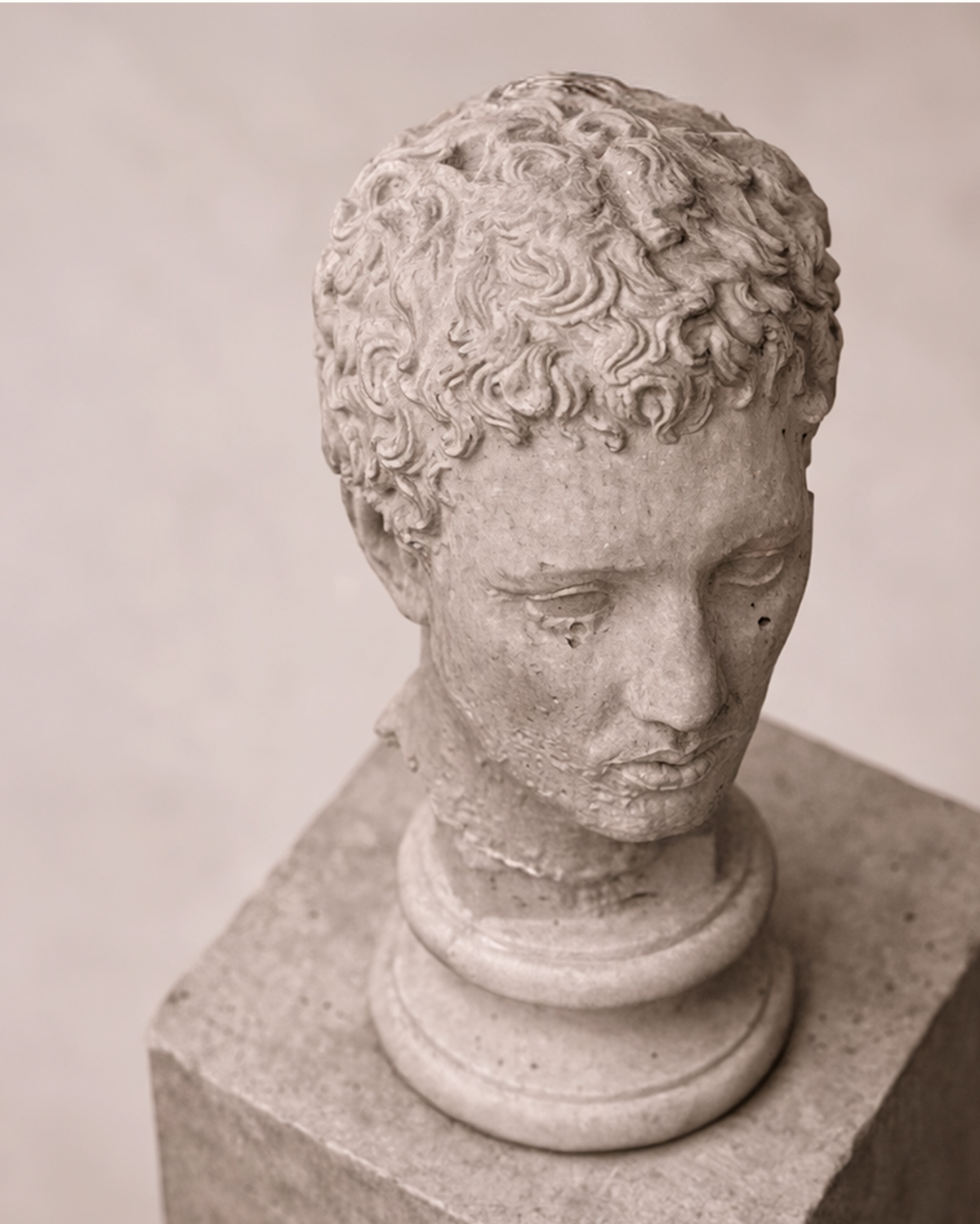 Classical Stone Bust on Pedestal