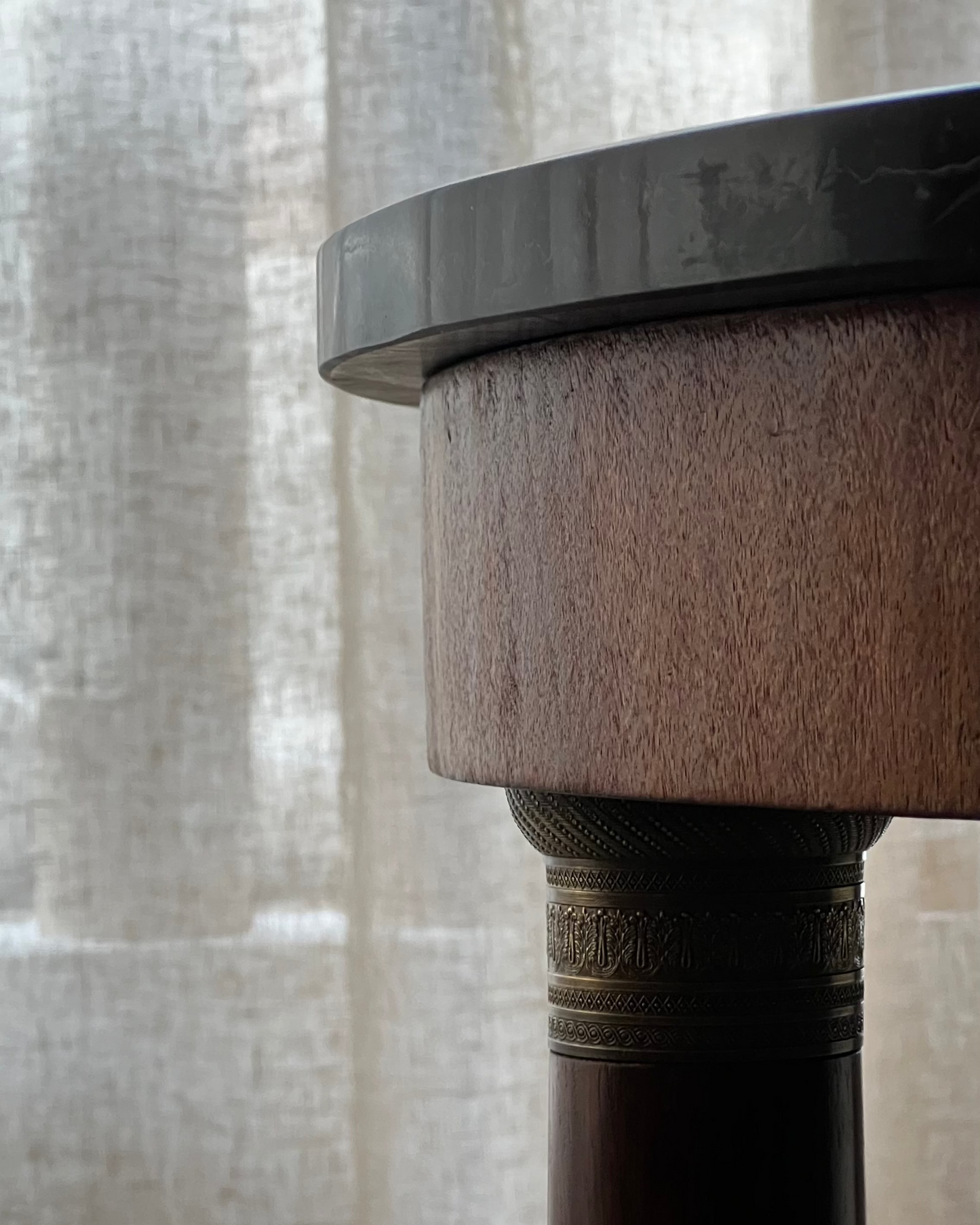 Round Marble-Topped Side Table